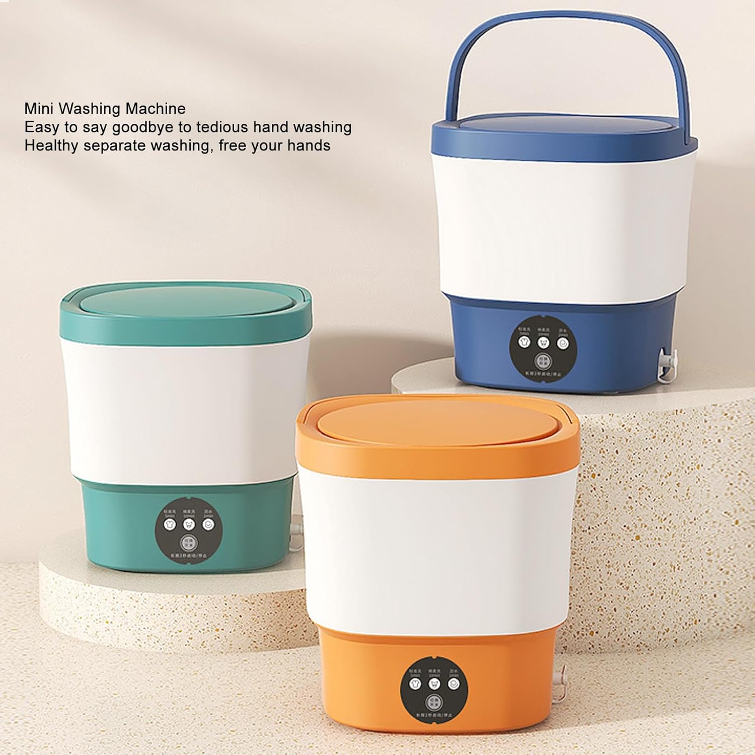 Portable Washing Machine, 9L Large Capacity High Speed Motor Washer, Built in Water Stripper Reduce Noise Washer Mini Washing Machine, for Underwear[Green]