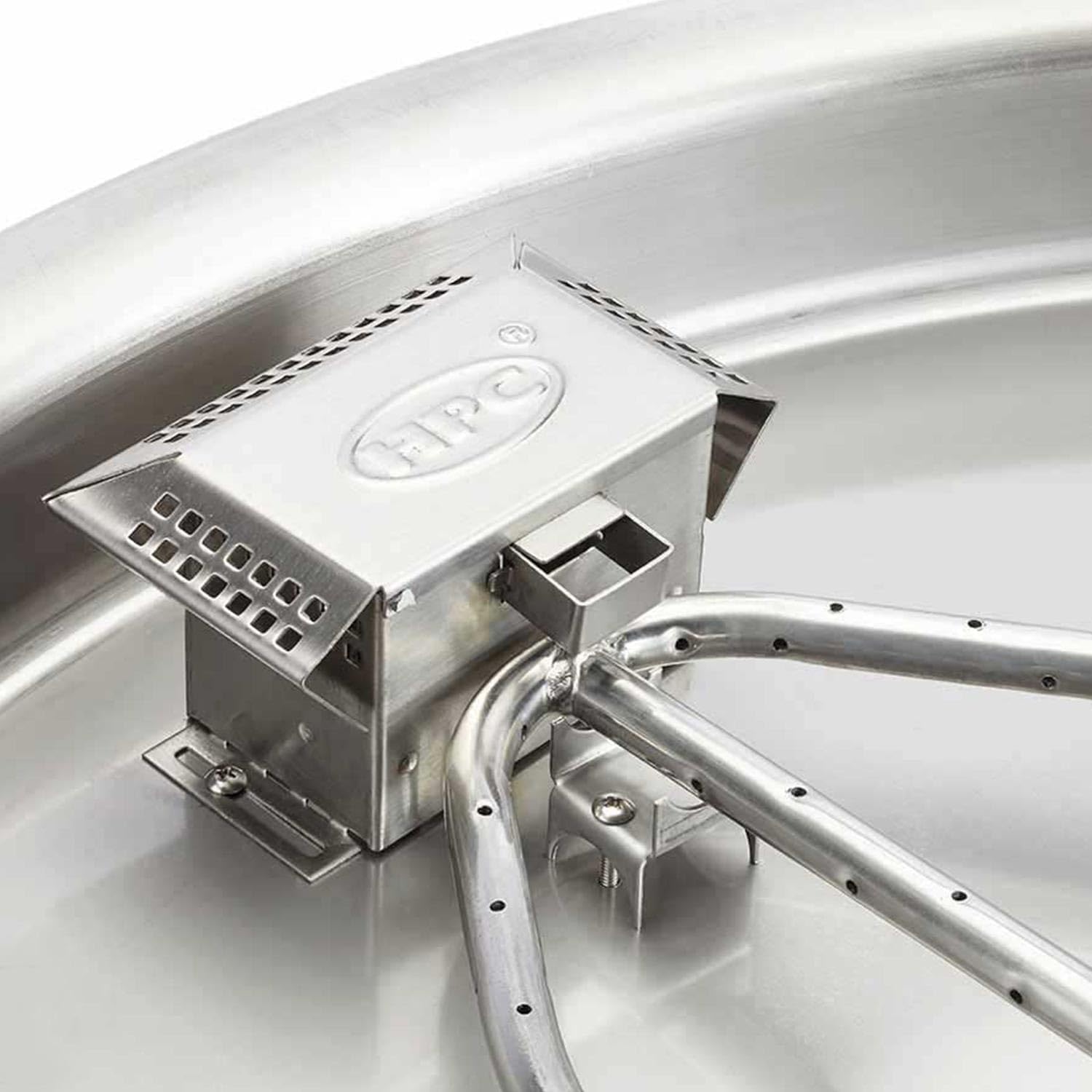 HPC Fire Rectangular Unfinished Gas Fire Pit Enclosure with FPPK Insert (U60X24-36FPPKCEK-LP), 36-Inch Trough Pan, Propane, 60x24-Inch