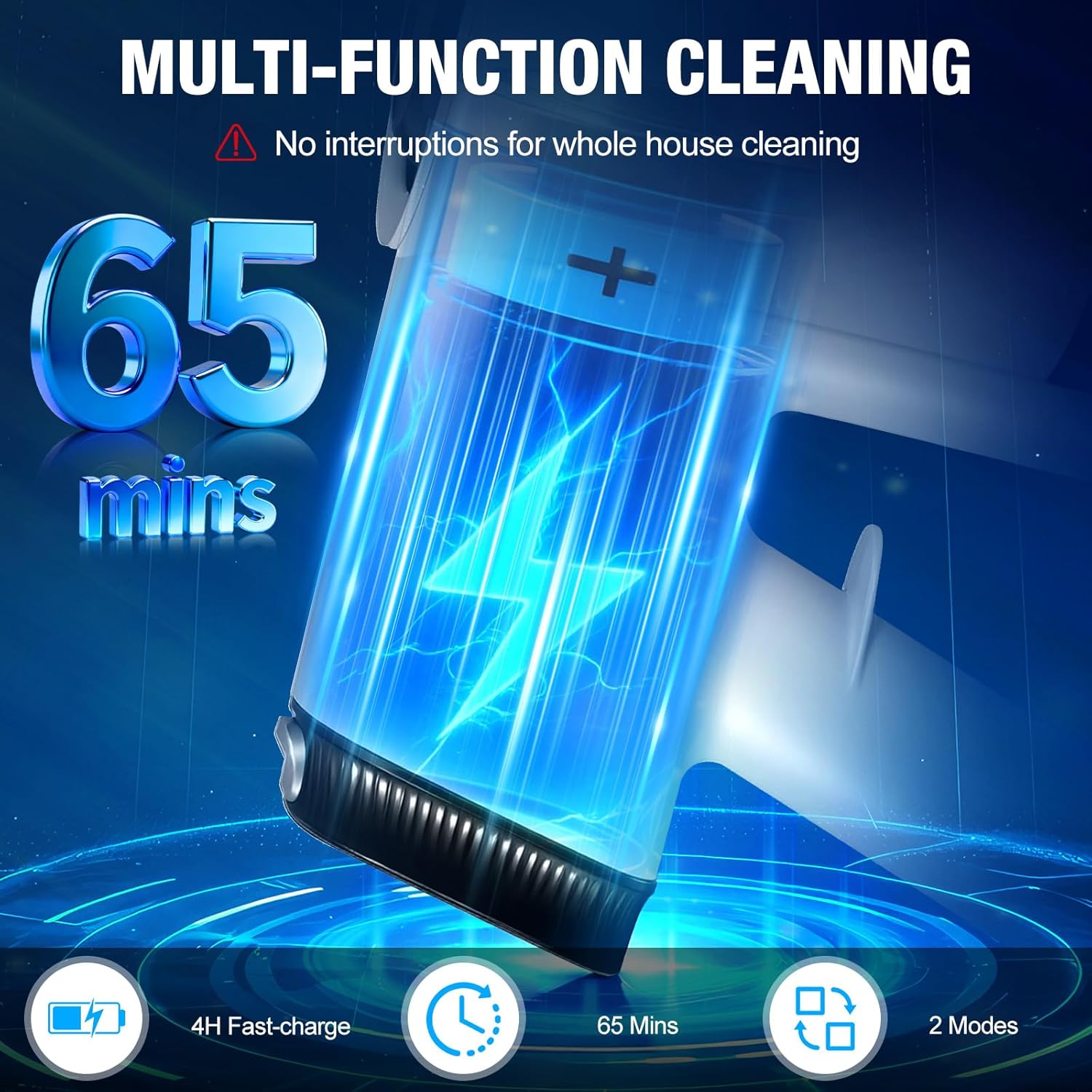 Cordless Vacuum Cleaner with, LED Screen Stick Vacuum Cleaners for Home, Lightweight Powerful Suction Vacuum, 6-in-1 Rechargeable Vacuum for Carpets, Pet Hair, Hardwood Floors