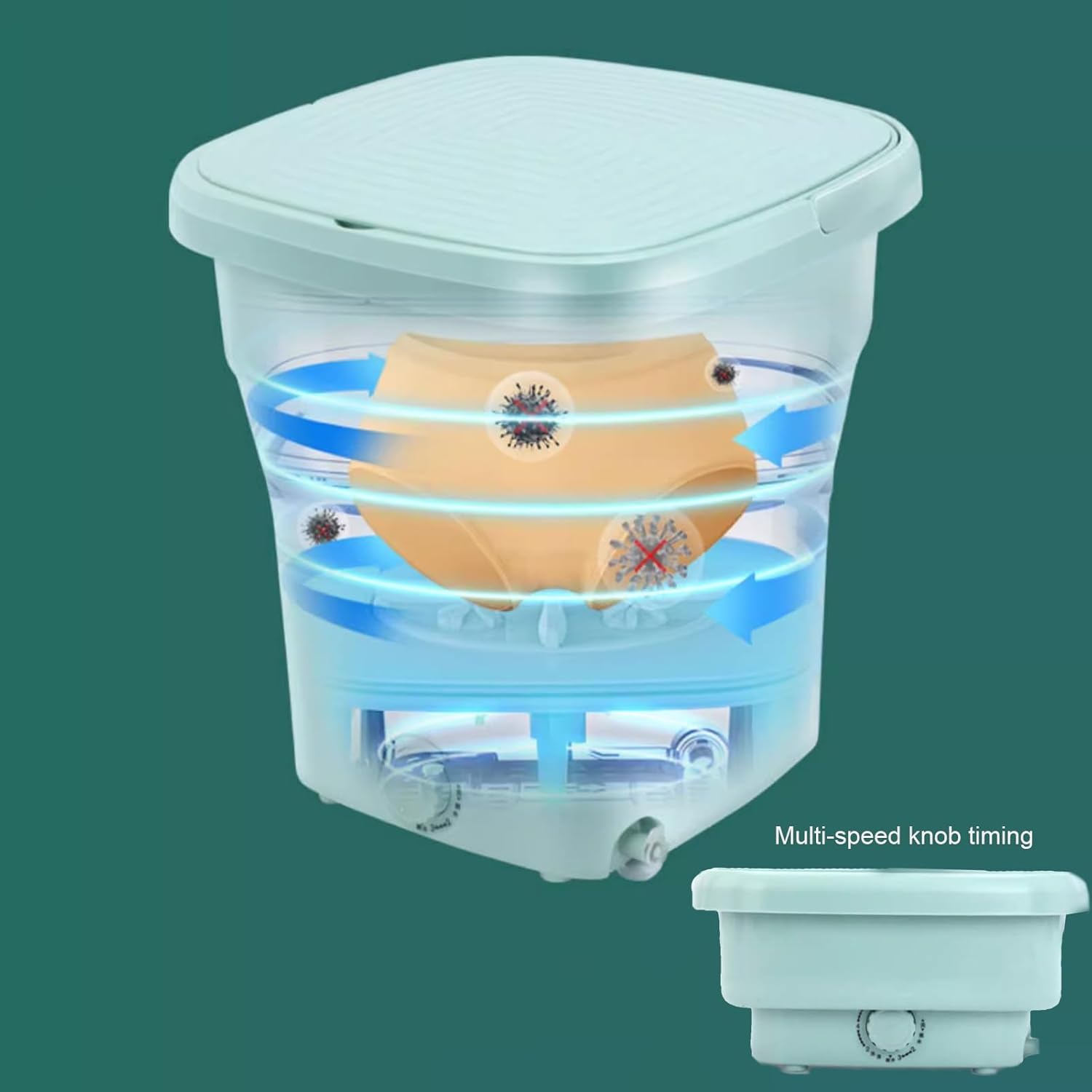 Portable Washing Machine, Mini 12L Foldable Washer and Dryer, Small Collapsible Laundry Washer, Ideal for Underwear, Socks, Baby Clothes,Travel Camping Apartment(Pink)