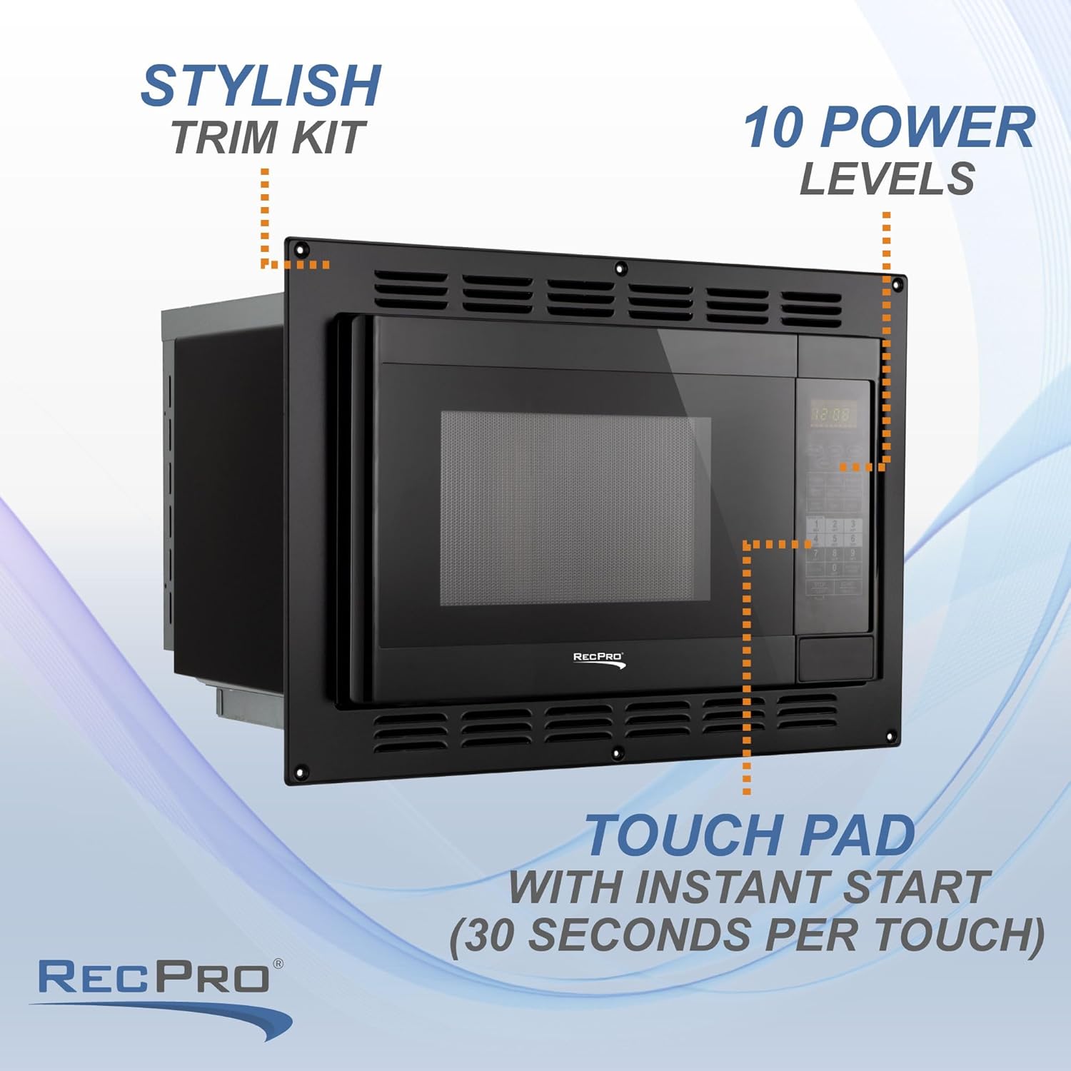 RecPro RV Convection Microwave 1.1 cu. ft. | 120V | Microwave | Appliances | Direct Replacement for High Pointe and Greystone (Black)