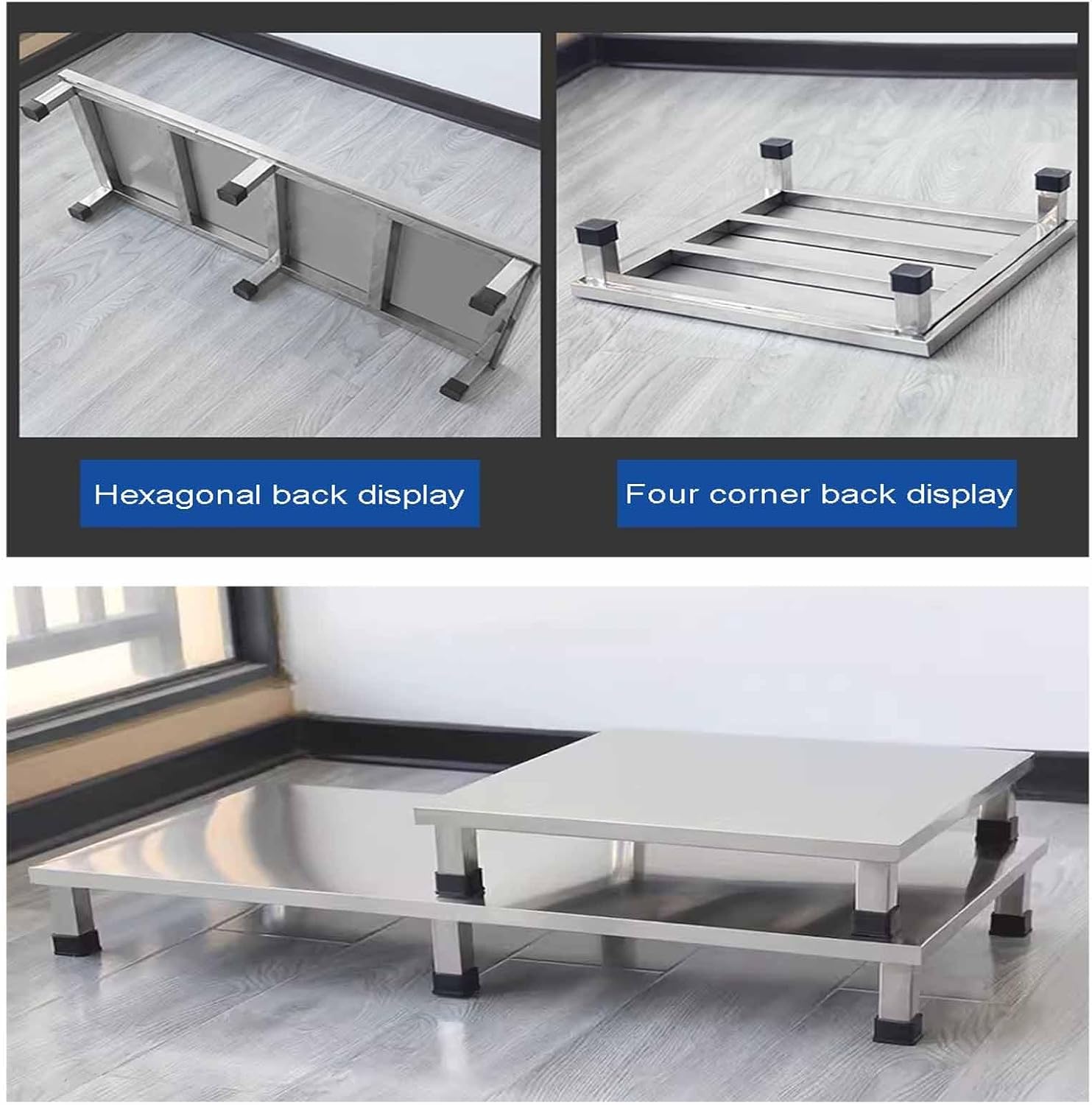 XPLKQXE Stainless Steel Fridge Stand, Laundry Pedestal Washing Machine Tray Mat, Raised Shelf Base for Various Furniture and Household Appliances, No Assembly(Size:120x40x10cm)