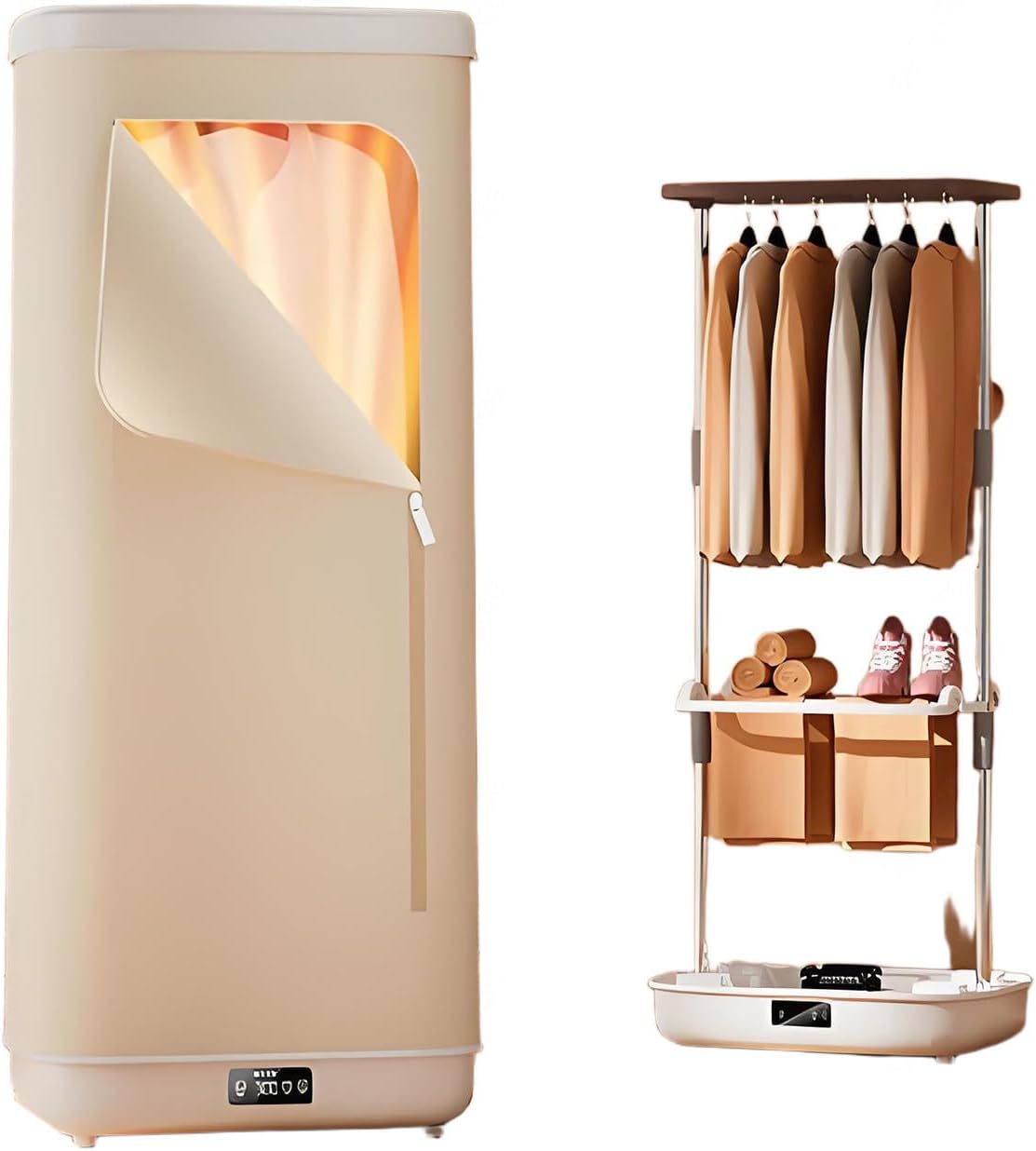 Folding Steam Closet, Portable Dryer for Clothes Double-Layer Use, Heated Clothes Drying Rack 900w for Rvs, Apartments, Travel, Dormitories