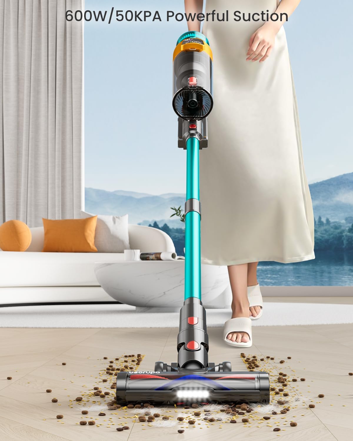 Cordless Vacuum Cleaner, 600W 50KPA 70Mins Vacuum Cleaners for Home, Stick Vacuum with Charging Dock Station, Anti-tangle Wireless Vacumm, Rechargeable Cordless Vacuum for Pet Hair/Carpet/Hard Floor