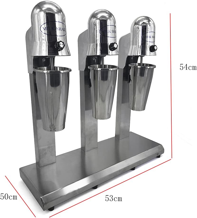 3-Head Commercial Drink Mixer, 180W x 3 High-Speed Milkshake Machine with Stainless Steel and PC Cups, 18,000 RPM Heavy Duty Smoothie Blender for Milkshakes and Beverages