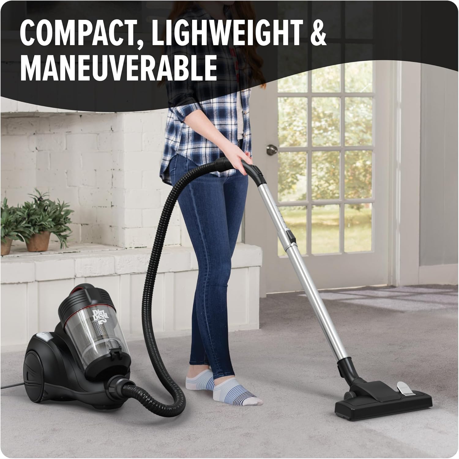 Dirt Devil Bagless Canister Vacuum Cleaner with Cord Rewind for Carpet and Hard Floors, Lightweight, Powerful Suction with Versatile Tools, Corded Canister Vacuum Cleaners for Home Use