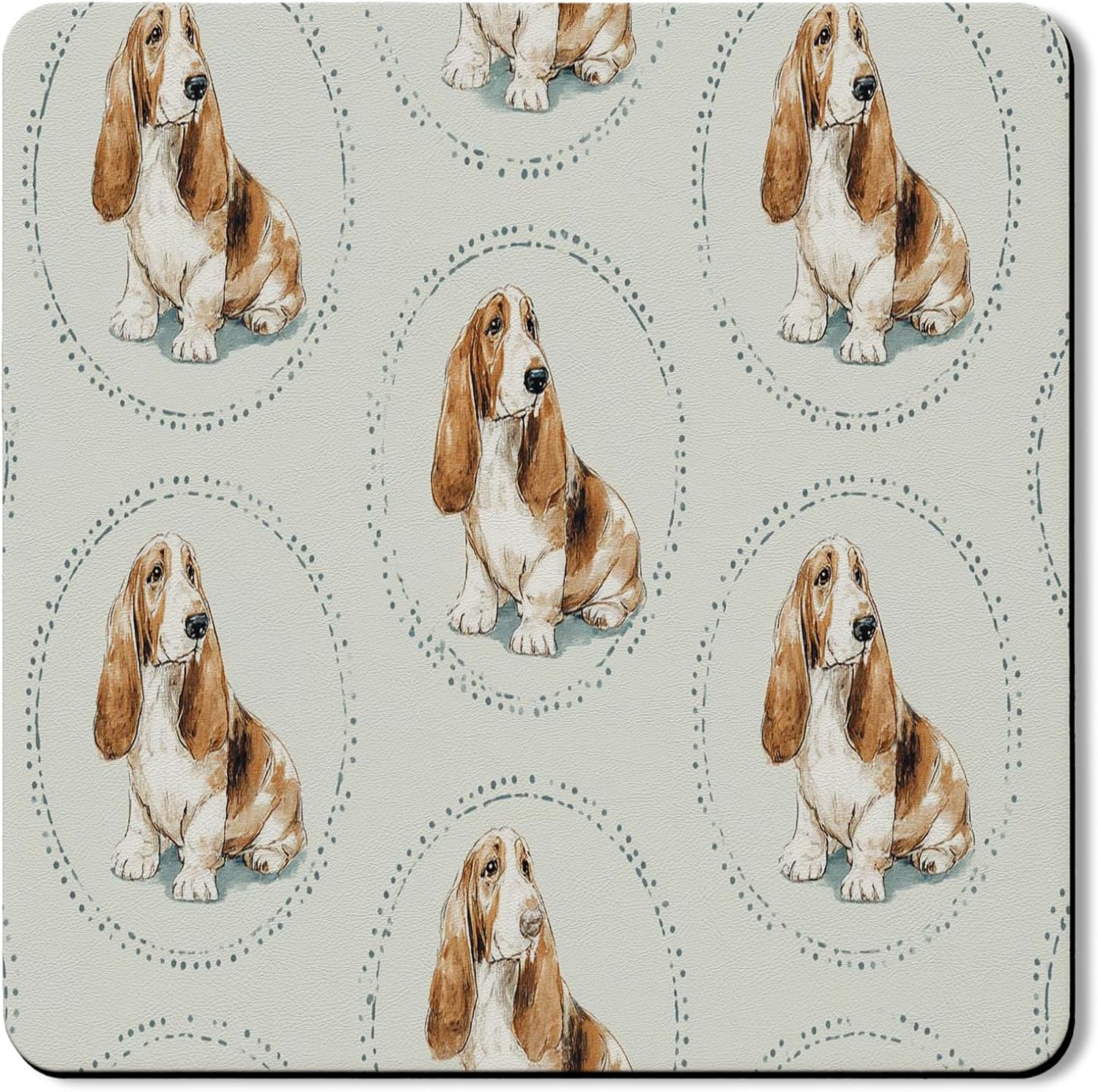 Basset Hound Washer Dryer Top Protector Mat, Vintage Animal Illustration Laundry Machine Dust Covers, Cozy Rubber Anti-slip Waterproof Washer And Dryer Mats for Home 24x24 Inch