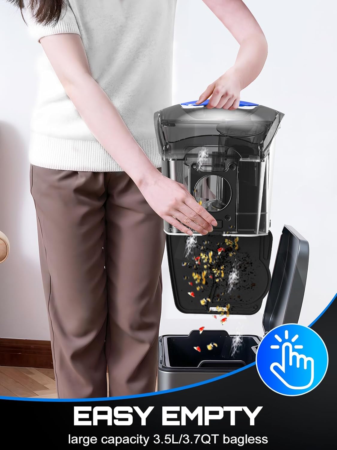 Canister Vacuum Cleaner, 32Kpa 1600W Cyclon Power Bagless Canister Vacuum Cleaners for Home, 3.7QT Large Dust Cup, Lightweight Vac for Hard Floors, Carpets, Pet Hair, Blue