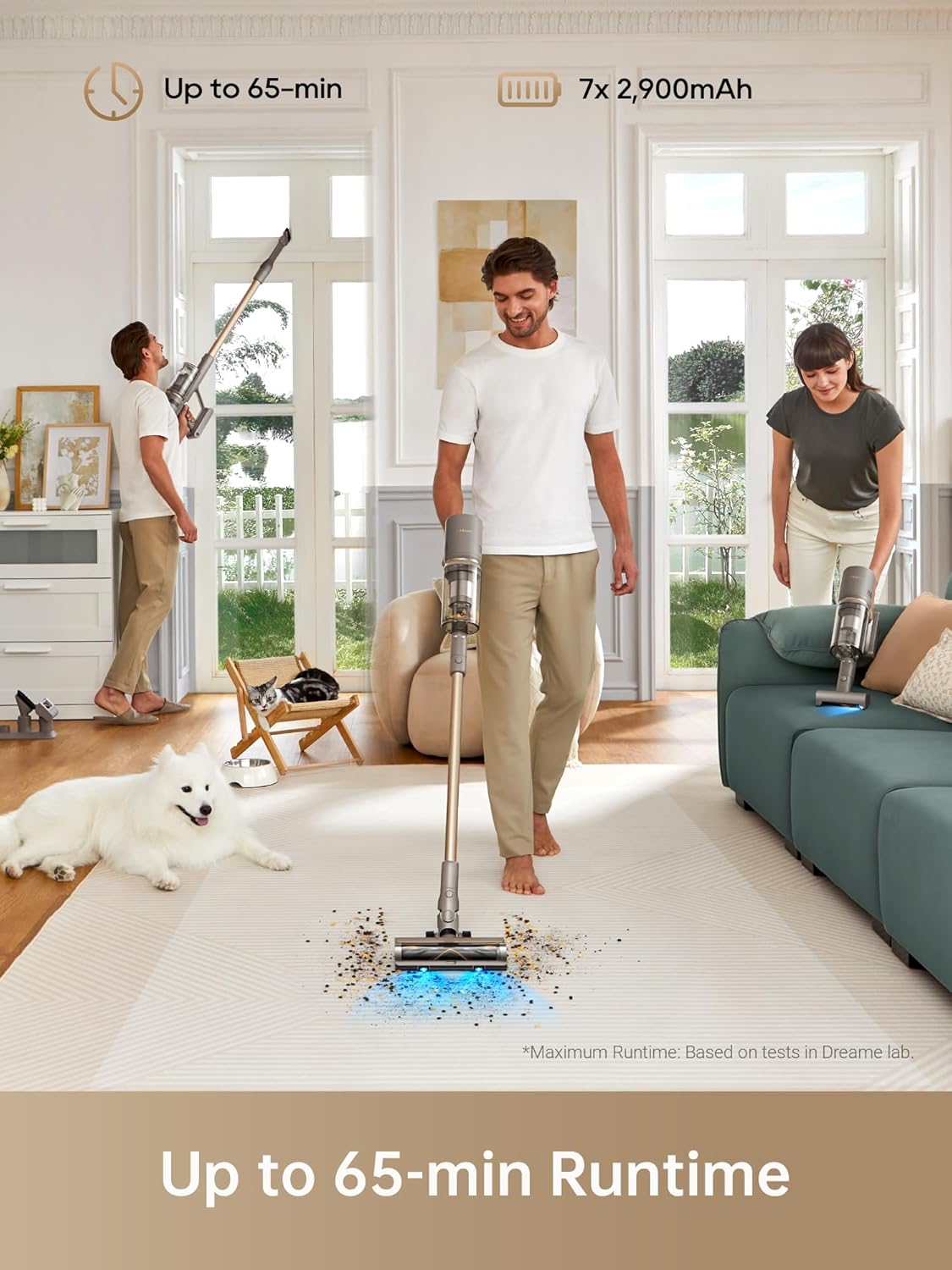 DREAME Z10 Station Cordless Vacuum Cleaner with 2.5L Auto Dust Base, Smart Stick Vacuum Cleaner, Powerful Floor Cleaning for Carpet, Hardwood, Tile & Pet Hair, Lightweight