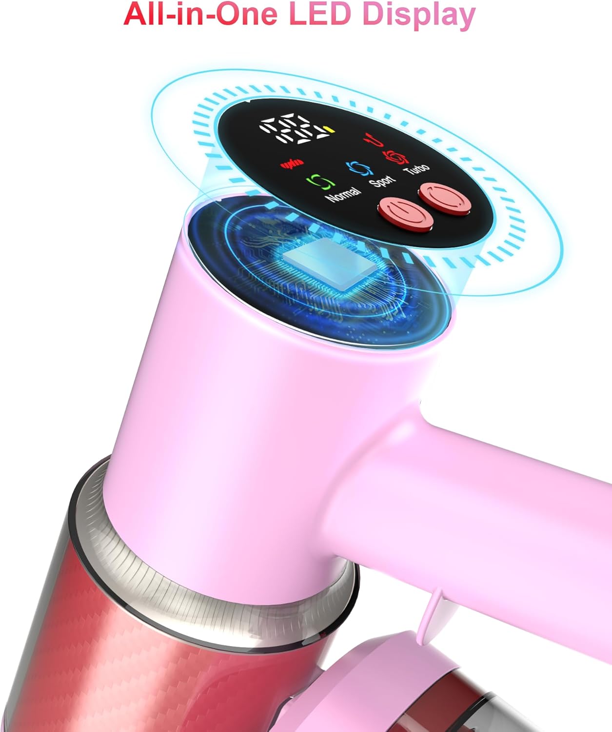 Pink Cordless Vacuum Cleaner, 45Kpa/550W/60 Mins Runtime Stick Vacuum with Self-Standing and Touch Screen, Anti-Tangle Wireless Vacumm, Vacuum Cleaners for Home/Pet Hair/Carpets/Floors