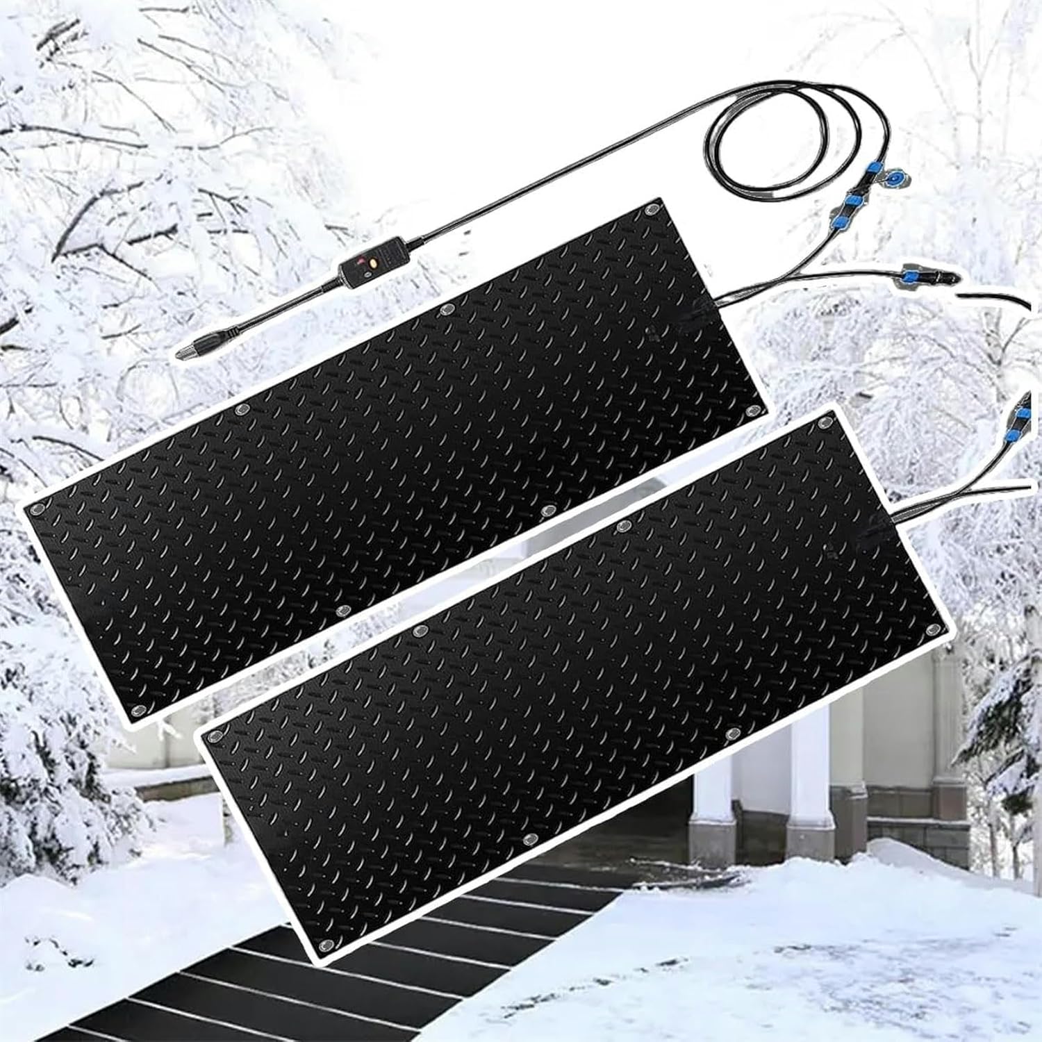 AMNOOL Snow Melting Walkway Mat Roof Heat Panel for Ice Dams Non Slip Rubber Heated Mat Black Roof Heated Outdoor Mats for Winter