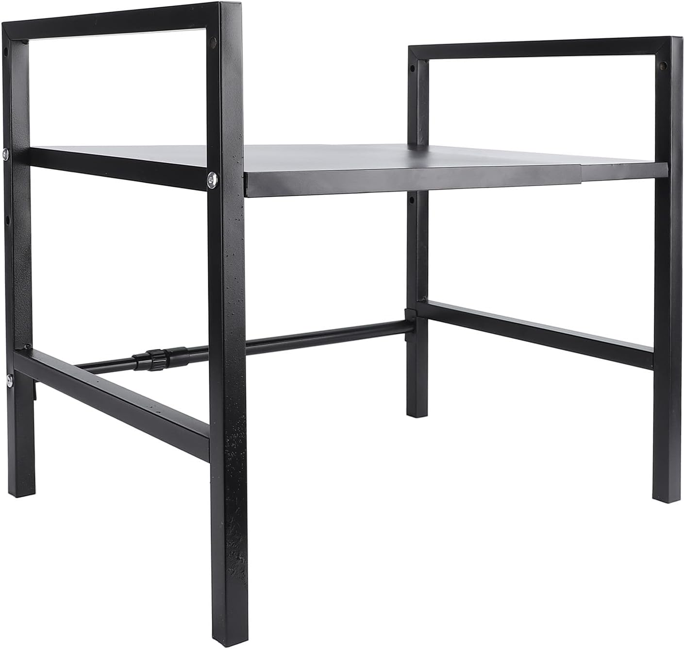 Microwave Oven Rack, Carbon Steel Shelf with 4 Hooks, Heavy Duty 198.4lb Capacity for Jars Utensils Storage