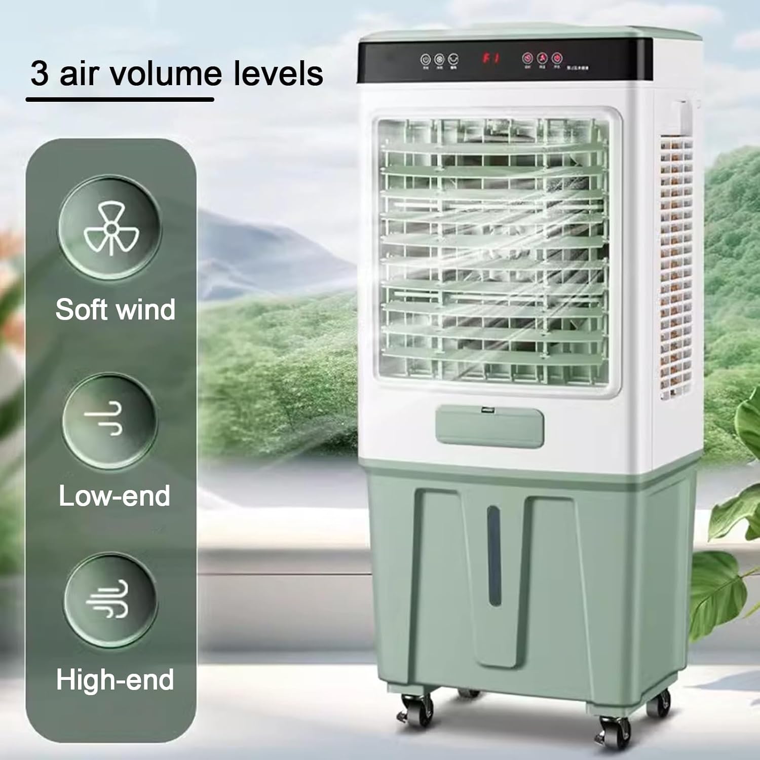 Swamp Cooler Air Conditioner, Evaporative Air Cooler with 10.5 Gallon Water Tank, 2 Ice Box, Remote, 3 Speeds, 120°oscillation, Portable Outdoor Air Conditioner for Bedroom Home Office