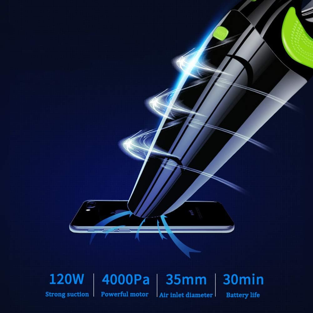 Portable Handheld Vacuum Cleaner, Rechargeable Quick USB Charge, HEPA Filter, Car Vacuum Cleaner for Pet Hair, Home,Black (Black)
