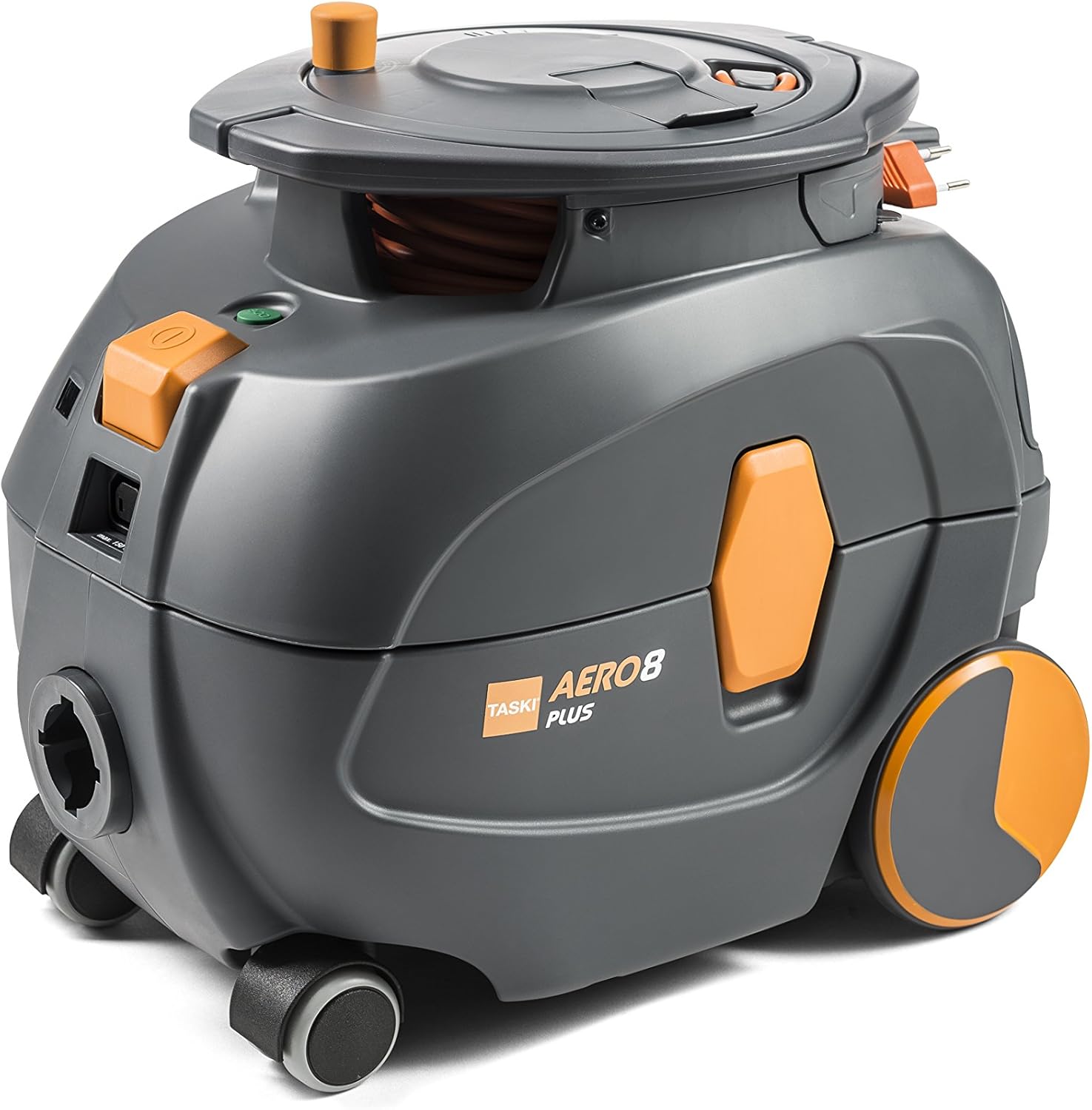 Taski D7524261 AERO 8 Plus Commercial Canister Dry Vacuum, Quiet Operation with HEPA Filtration, 3.5 Gallon Capacity, Grey/Orange