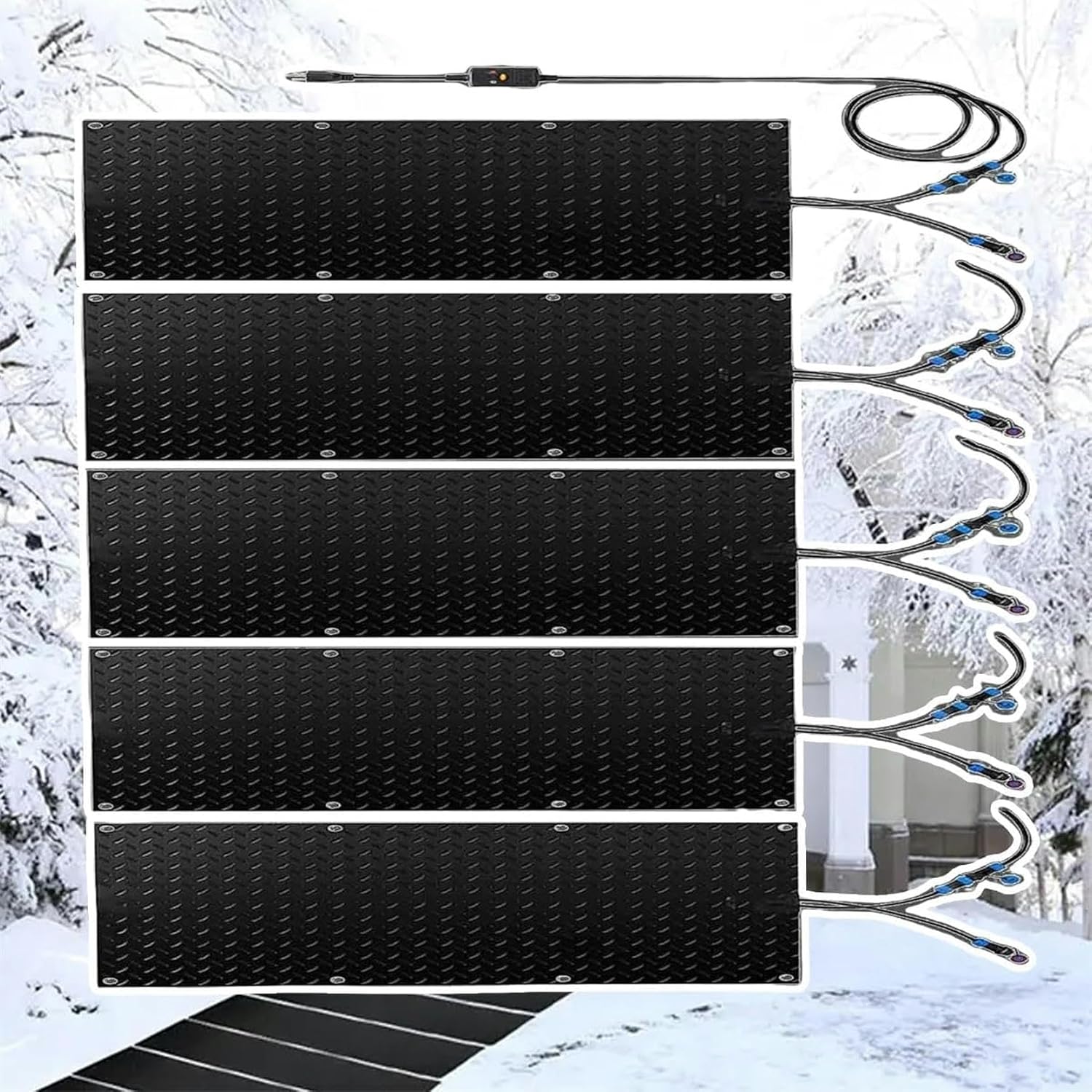 AMNOOL Snow Melting Walkway Mat Roof Heat Panel for Ice Dams Non Slip Rubber Heated Mat Black Roof Heated Outdoor Mats for Winter