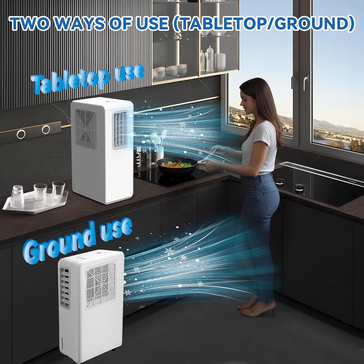 Energy Efficient Portable Air Cooler, Low Cost Portable AC Alternative & Dehumidifier, 38/44dB(A) Quiet, Smart Air Conditioner for Room Indoor/Outdoor