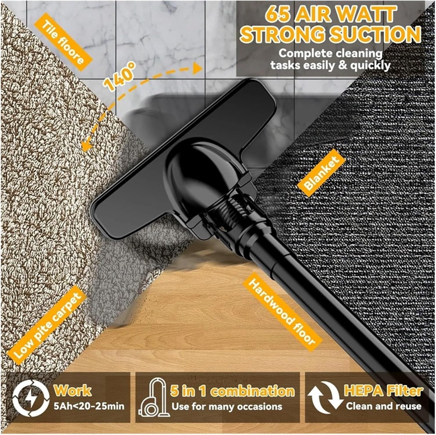 Cordless Handheld Vacuum Cleaner with Brush Rechargeable Cleaning Too，Compatible for Floor/Carpet