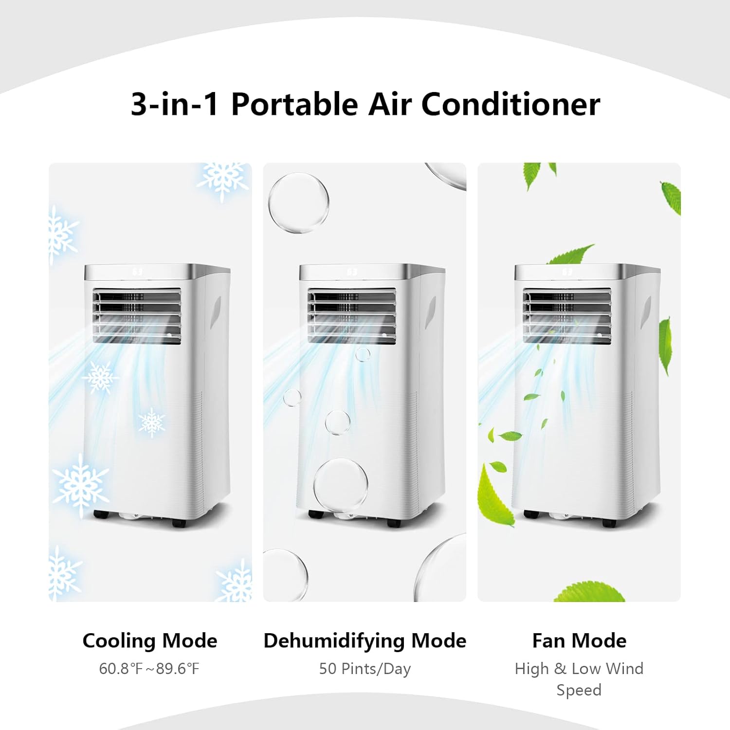 PETSITE Portable Air Conditioner, 10000 BTU AC Cooling Unit with Remote Control, 3-in-1 Air Conditioners with Dehumidifying, Fan & Air Cooler Function, Cools Up to 350 sq.ft