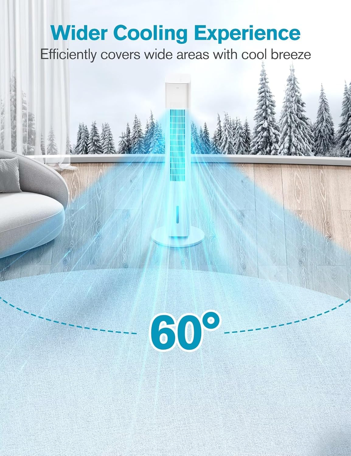 Windowless Portable Air Conditioner, Evaporative Air Cooler w/1.2L Water Tank, 3 Ice Packs, 7H Timer, 60° Swing, No Hose No Window Needed, 3-IN-1 Portable AC Unit for Room Bedroom Outdoor, Ivory