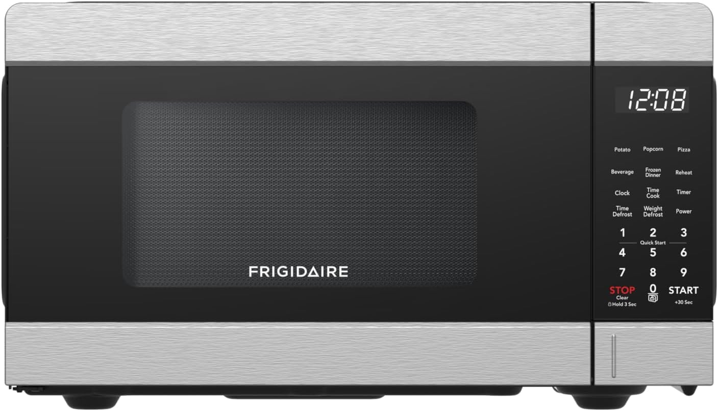 Frigidaire 0.9 CU. FT. Microwave, Digital Control Panel - Auto Cooking Settings - Child Safety Lock - Stainless Steel