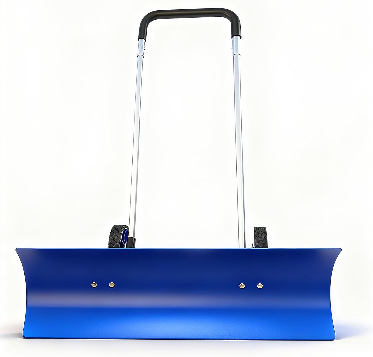 37-inch Snow Pusher Shovel with Wheels, Heavy-Duty Aluminum Plow - Reversible & Angled Blade, 90° Ergonomic Adjustable Handle for Driveway & Sidewalk, Back Saver Design