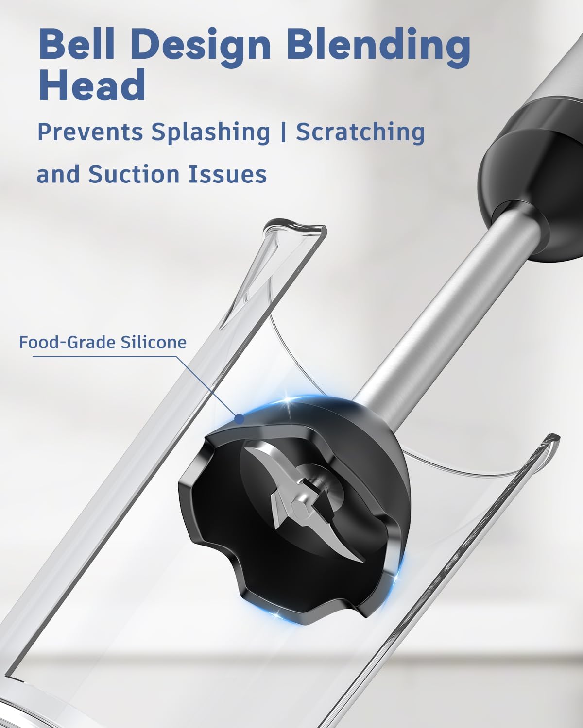 LINKChef 7 in 1 Immersion Blender Scratch Resistant, 2 Titanium Steel Blades 800W Hand Blender, 20 Speed and Turbo Mode Stick Blender Immersion with Whisk, Milk Frother, Food Processor, Beaker