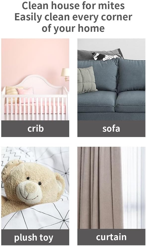 350W Powerful Suction Handheld Vacuum Cleaner Portable Bed Vacuum Cleaner, Cordless Vacuum Cleaner for Car Seat Crevices Pillows,Bedding, Sofa, Other Fabric Surfaces (White)