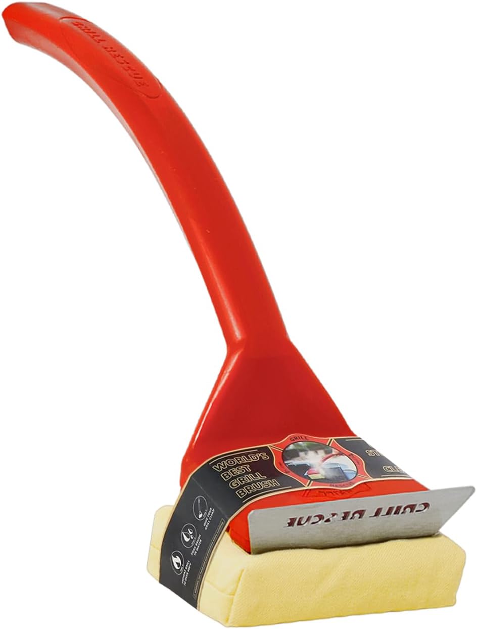 Grill Rescue Griddle Brush –Bristle-Free, Heavy-Duty Griddle Cleaner for Flat Tops & BBQ Griddles | Heat Resistant, Safe for Nonstick Surfaces, Cast Iron & Stainless Steel (Griddle brush with scraper)