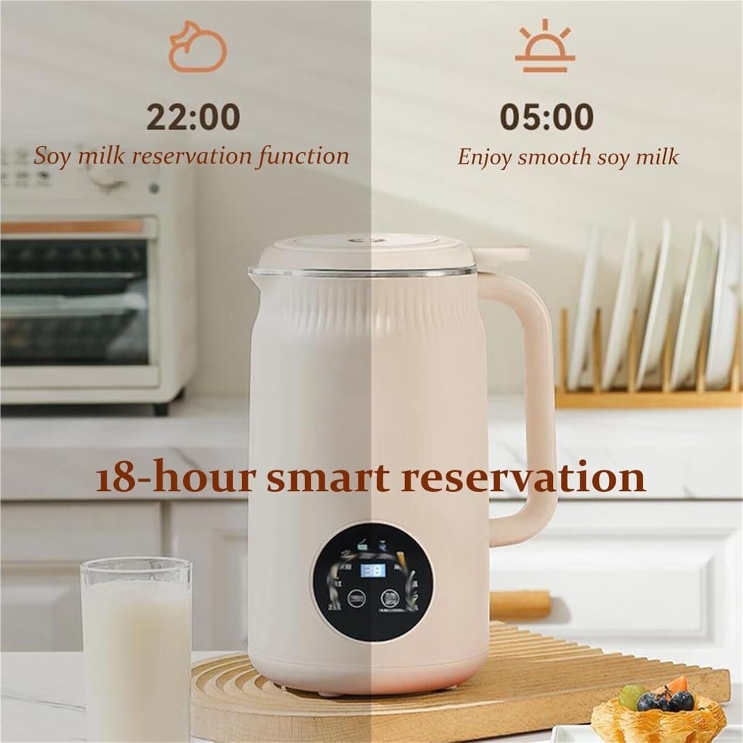 8 in 1 Nut Milk Maker Machine, 40oz/1.2L Soy Milk Maker with Self Clean/12H Delay/6H Keep Warm, One Touch Alomnd Milk Maker for Homemade Oat, Soup, Juice, Plant Based and Non Dairy Beverages(Purple)