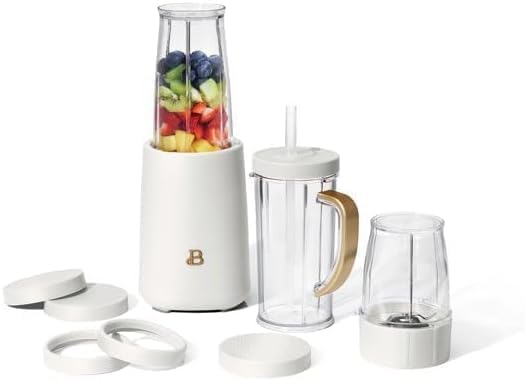 Beautiful Personal Blender Set with 12 Pieces, 240 W, by D'rew Barry'more (White Icing)
