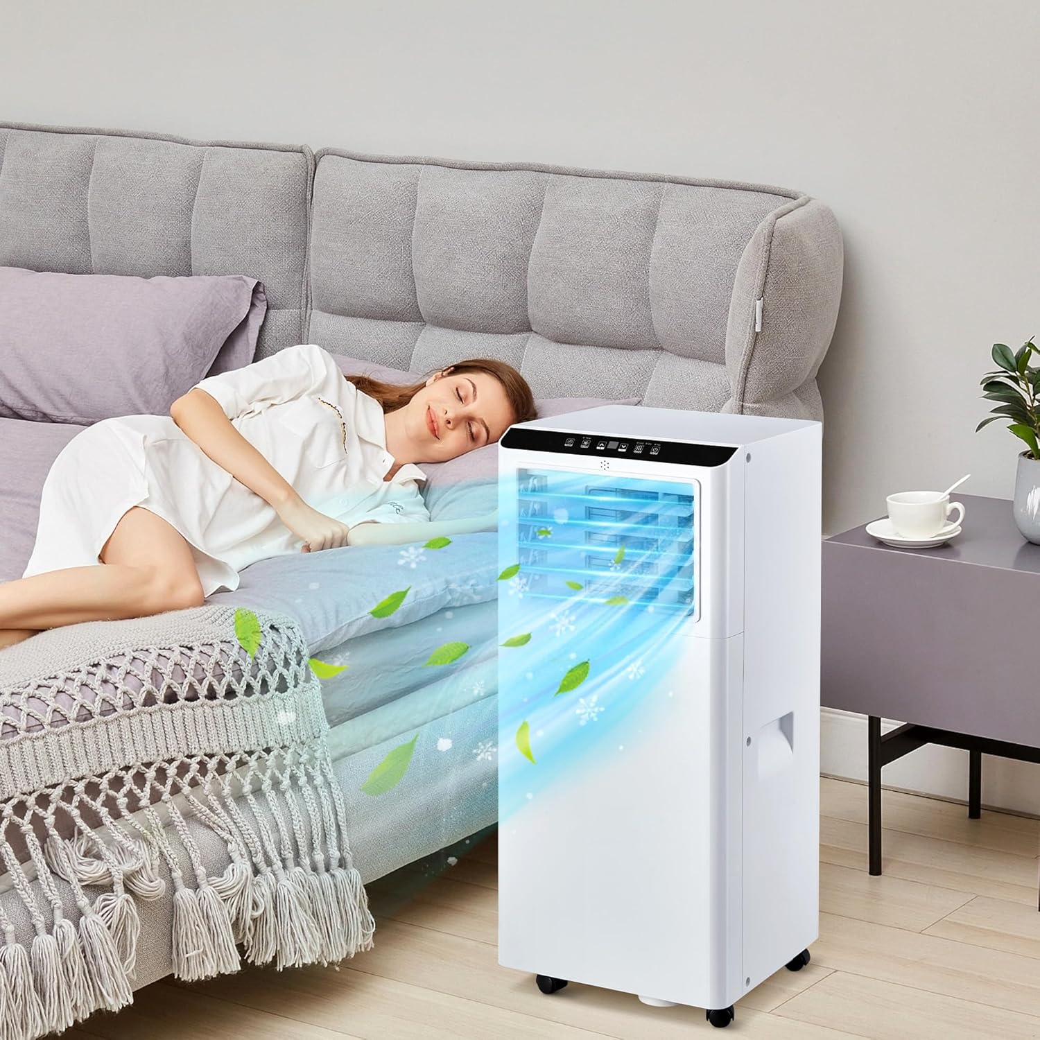 8000 BTU Portable Air Conditioner, 350 Sq.Ft. Coverage, 3-in-1 AC Unit with Fan and Dehumidifier, 50 dB Quiet, Sleep Mode, 24H Timer, Remote Control
