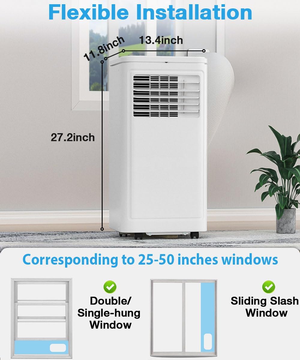 Joy Pebble Portable Air Conditioner, 8000 BTU for Room up to 350 sq. ft, Portable AC with Dehumidifier & Fan, 2 Fan Speeds, 24H Timer, Remote Control, Energy Efficiency