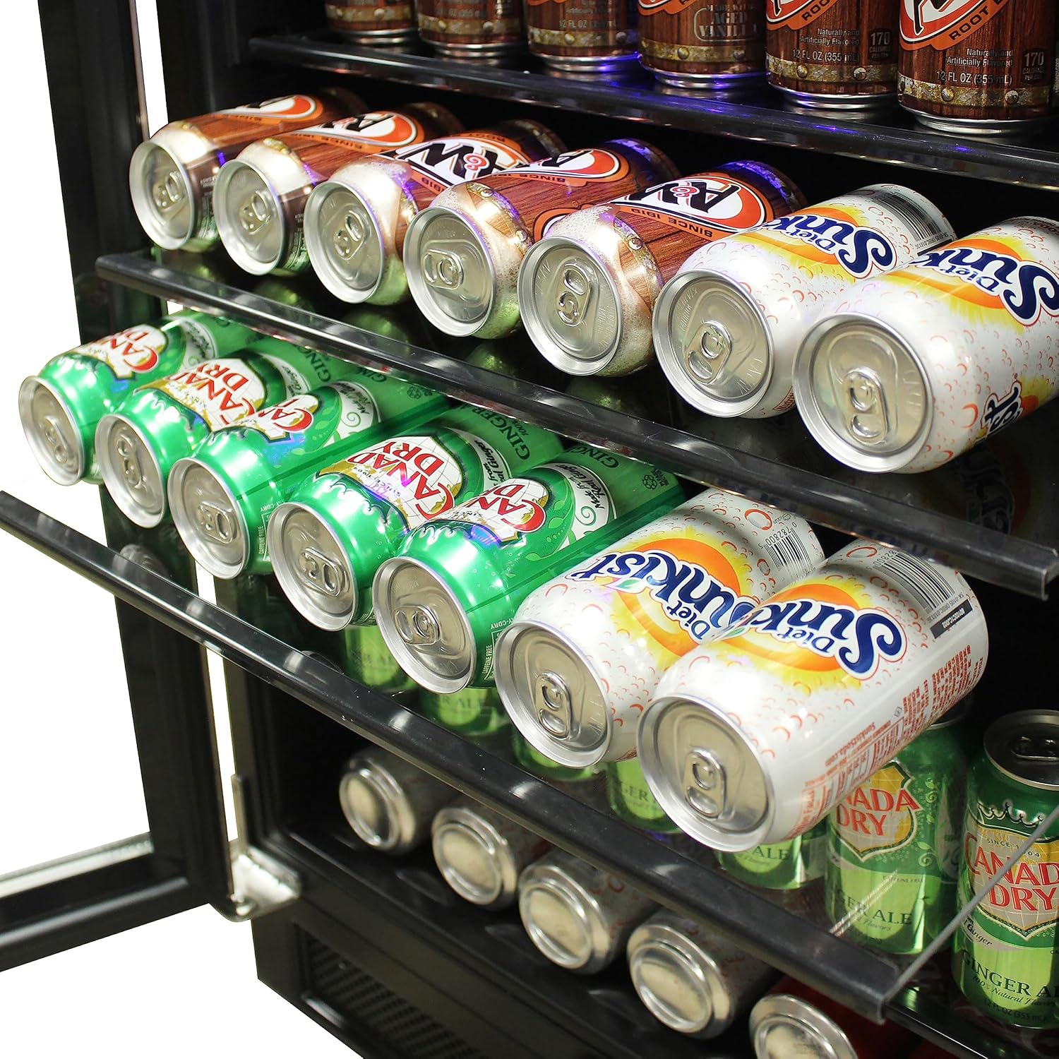 Vinotemp Beverage Refrigerator and Cooler 161 Can Capacity Mini Drink Fridge with Adjustable Temperature Control and Glass Door, 161 Can, Stainless Steel.