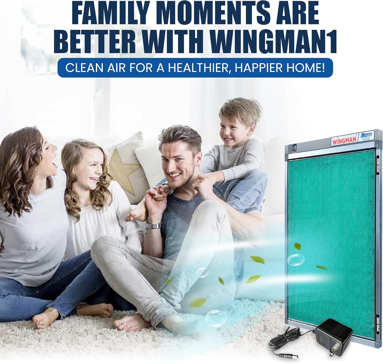 14x30x1 Polarized Media Electronic Air Filter - High Air Flow - Homeowner Installed - 1-Yr Supply of Replacement Pads - Simply Replace Your Current AC/Furnace Air Filter and PLUG IT IN!