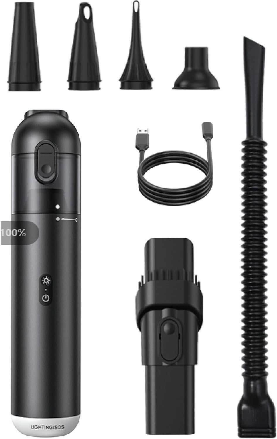 APLUSH Handheld Vacuum Cordless, 10000Pa Portable Vacuum Cleaner and Air Duster, Mini Dust Busters Cordless Rechargeable Home Vacuum for Car, Home, Office, Sofa,Black,P17 Metal