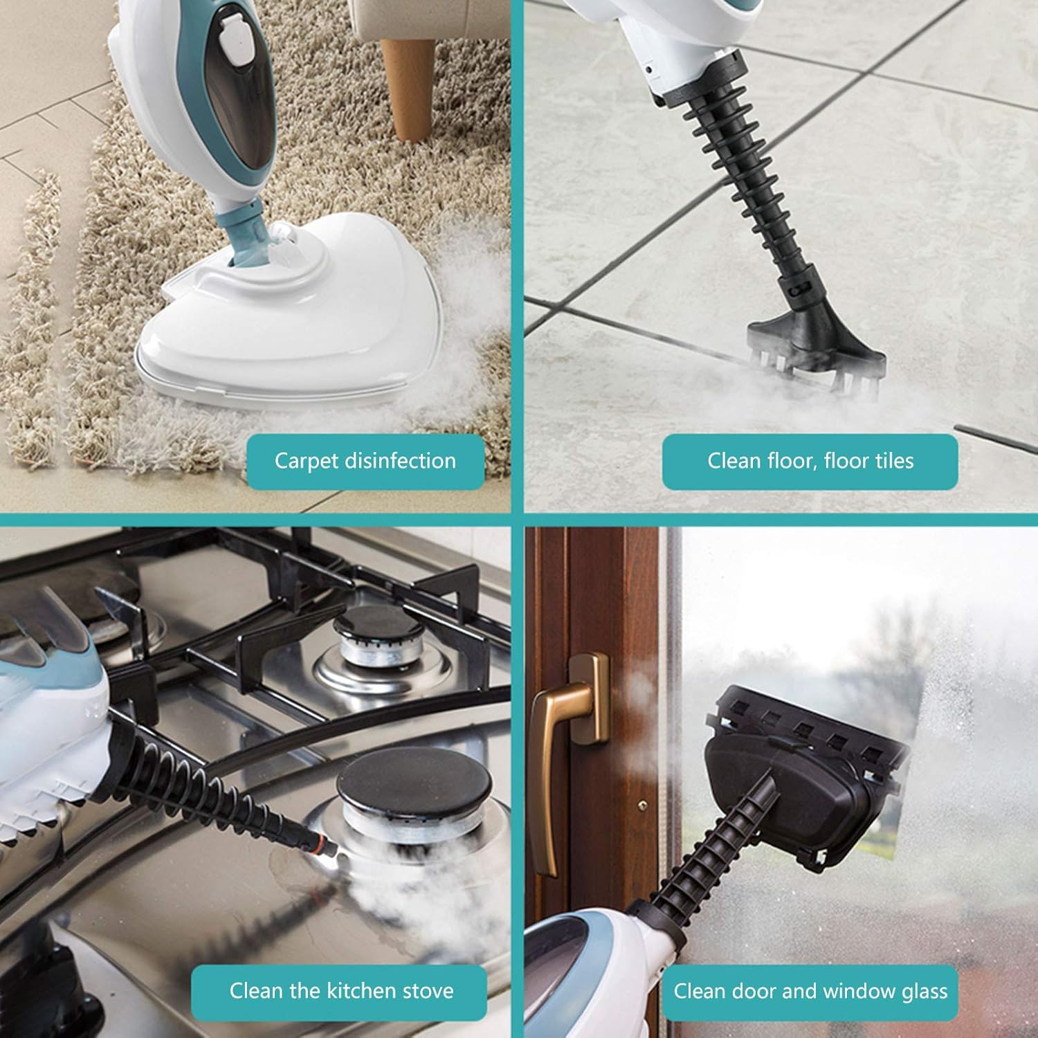 2-in-1 Steam Mop A Multi-Functional Household Steam Cleaner Can Kill and 99.9%* of ES Used for Living Room Bedroom Dining Room Carpets White (White)