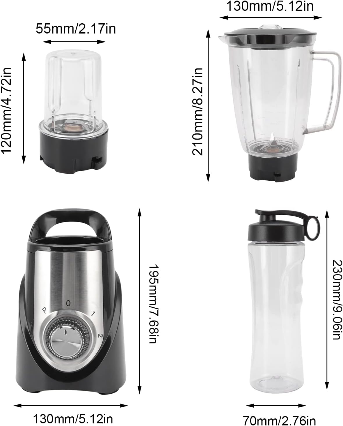 Blender, 350W Electric Fruit Mixer with Lids, Multifunctional Food Processing Blender Low Noise Countertop Blender for Home, Fruits, Vegetables(Three Cup)