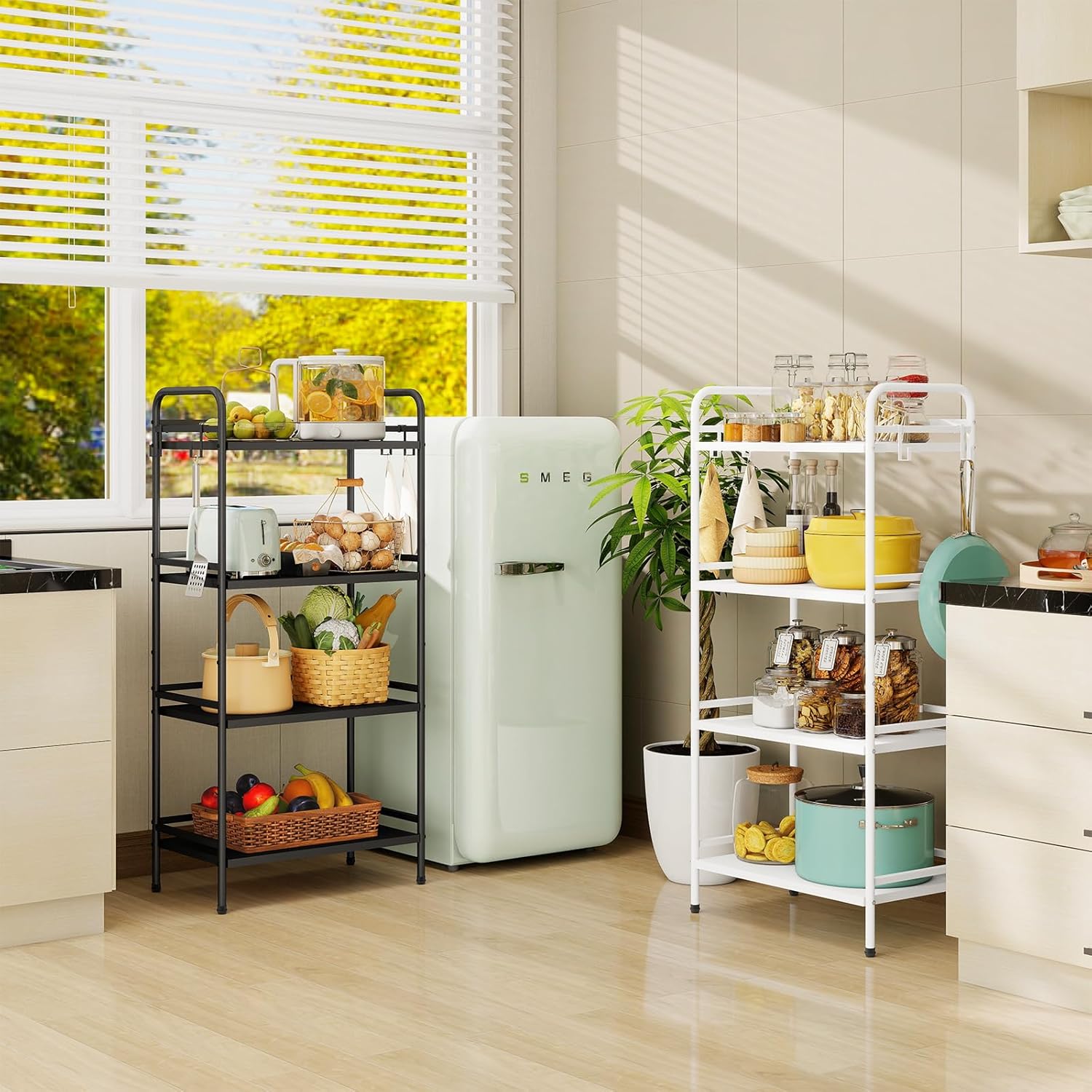 HDANI Storage Shelves, 4-Tier Metal Storage Rack with Shelf,Shelf Organizer,Garage Standing Shelving Unit for Laundry,Bathroom,Kitchen,Pantry, Closet,23.6''W X 13.8''D X 50 H'',Black