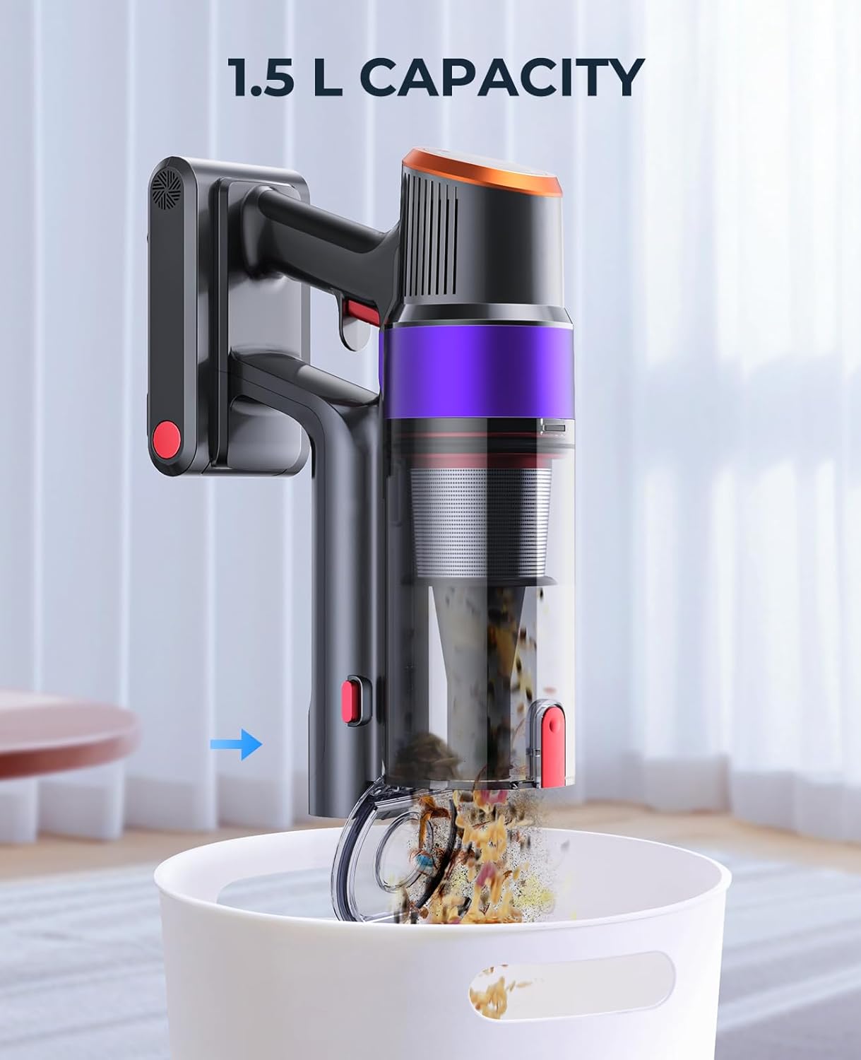 Fieety Cordless Vacuum Cleaner, 550W 45KPA 60Mins Cordless Stick Vacuum Cleaner with Rechargeable Battery, LED Touch Display, Handheld Vacuum Cleaners for Home/Pet Hair/Carpets/Floors