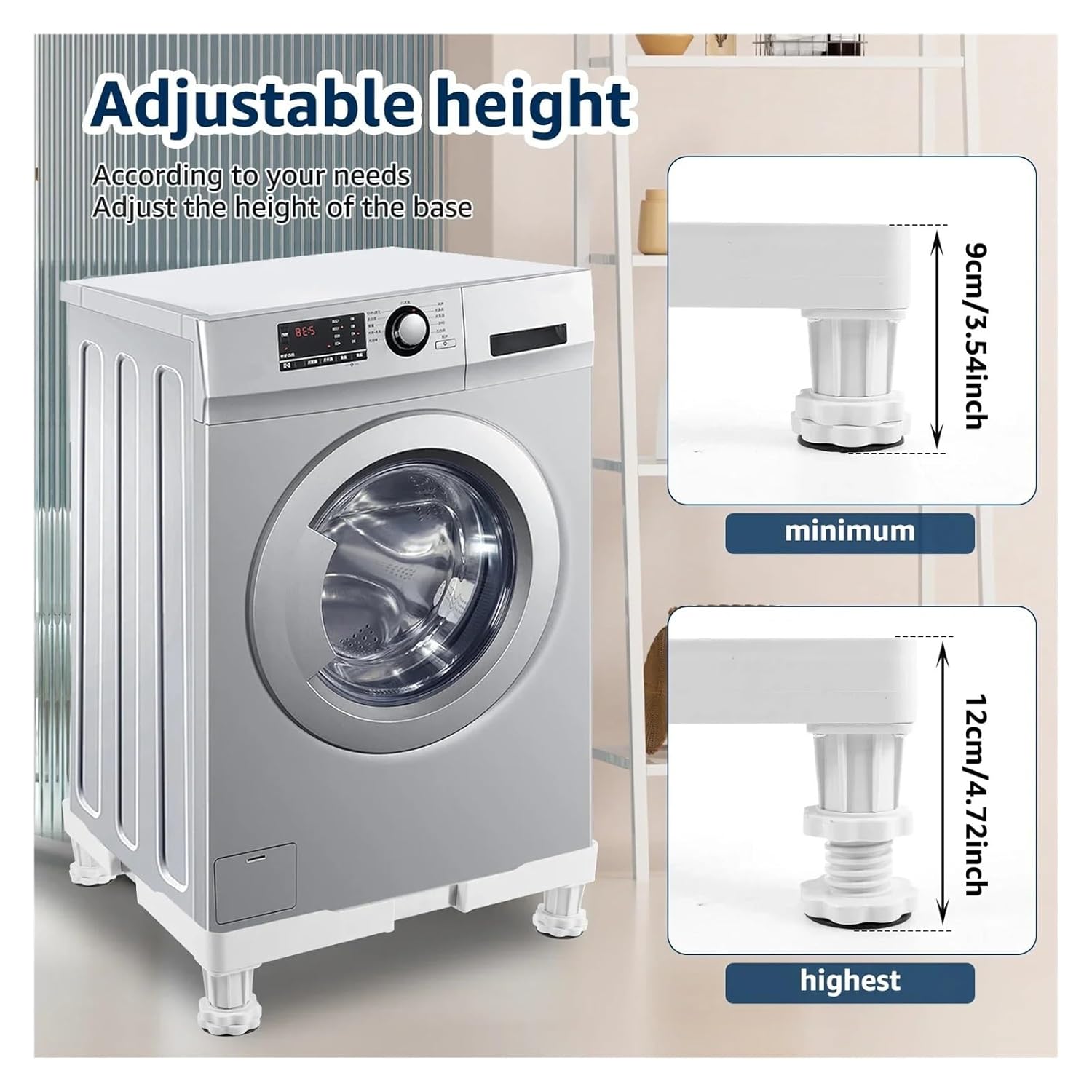 Washing Machine Stand Anti Vibration Feet Pads Movable Appliance Stand Laundry Pedestal Washing Machine Base Furniture Pad