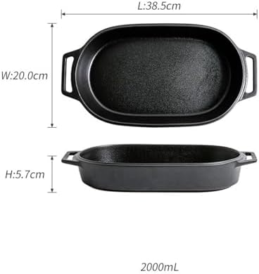 Roaster Oven Special Dish Double Ear Ceramic Baking Dish Cheese Baked Rice Plate Creative Commercial Microwave Baking Dish roasting pan(38.5cm)