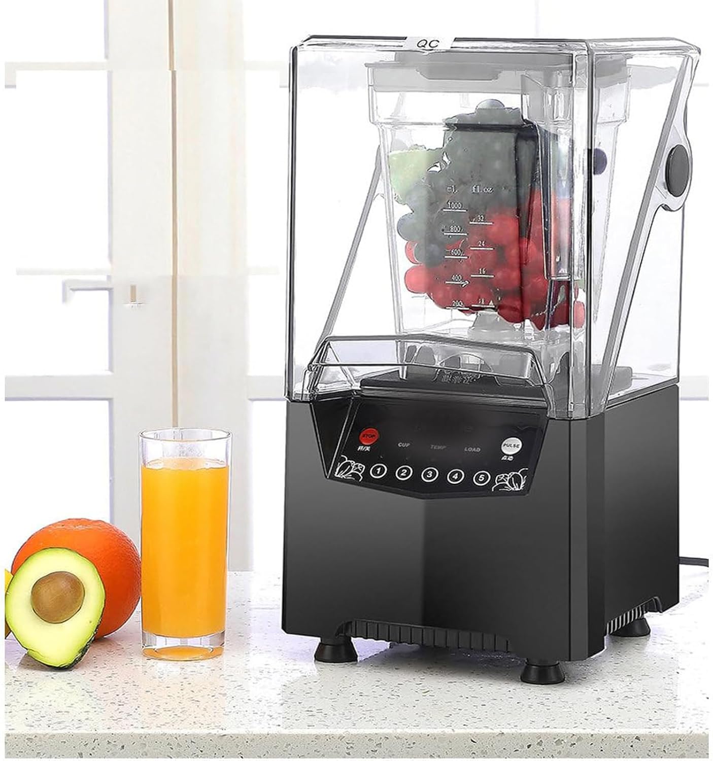Professional Blender, 2000ml Smoothie Machine, With Shield Quiet Sound Enclosure, Self-Cleaning 6 Blades, for Kitchen, Fruits, Shakes, Smoothies, and Drinks (2200W)