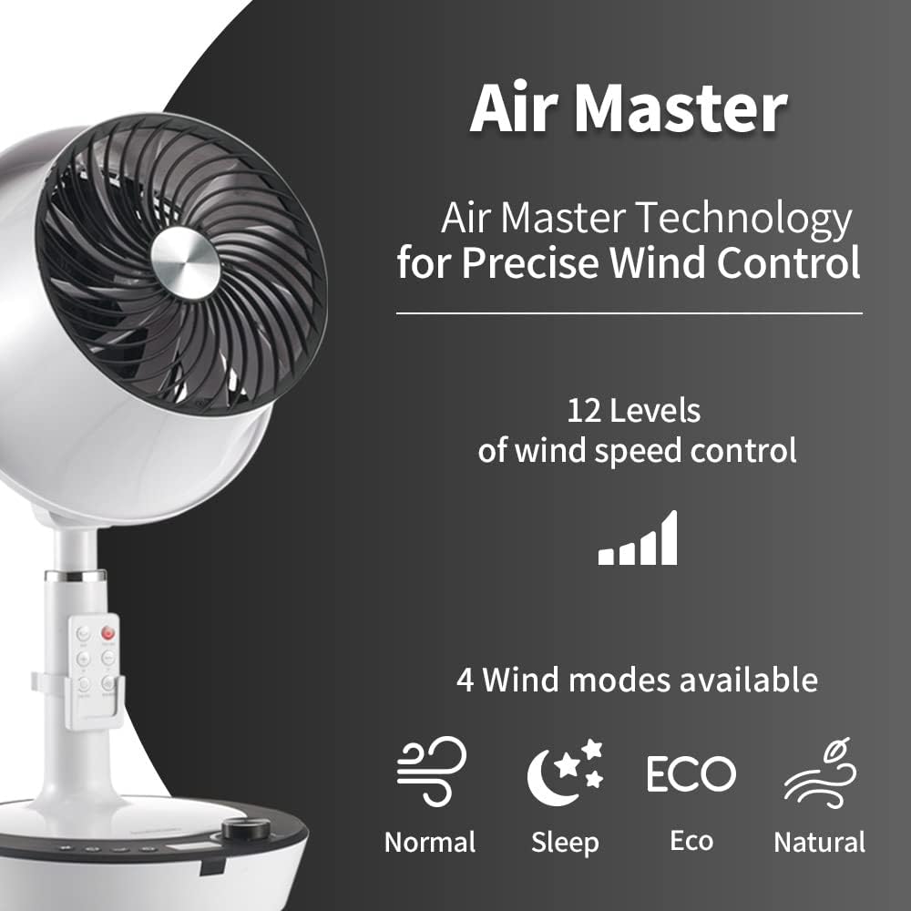 Soleus Air DC Motor Circulator Fan, 12 Speed Cooling Floor Fan, Adhustable Height, Oscillating, Outdoor Indoor Camping Travel