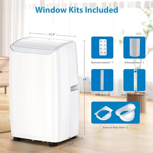 Portable Air Conditioner,14000btu Portable Ac Unit with 3-in-1 Function,750 Sq. Ft Coverage, Window Kit & Remote ControIncluded, Air Conditioner Portable for Room Office