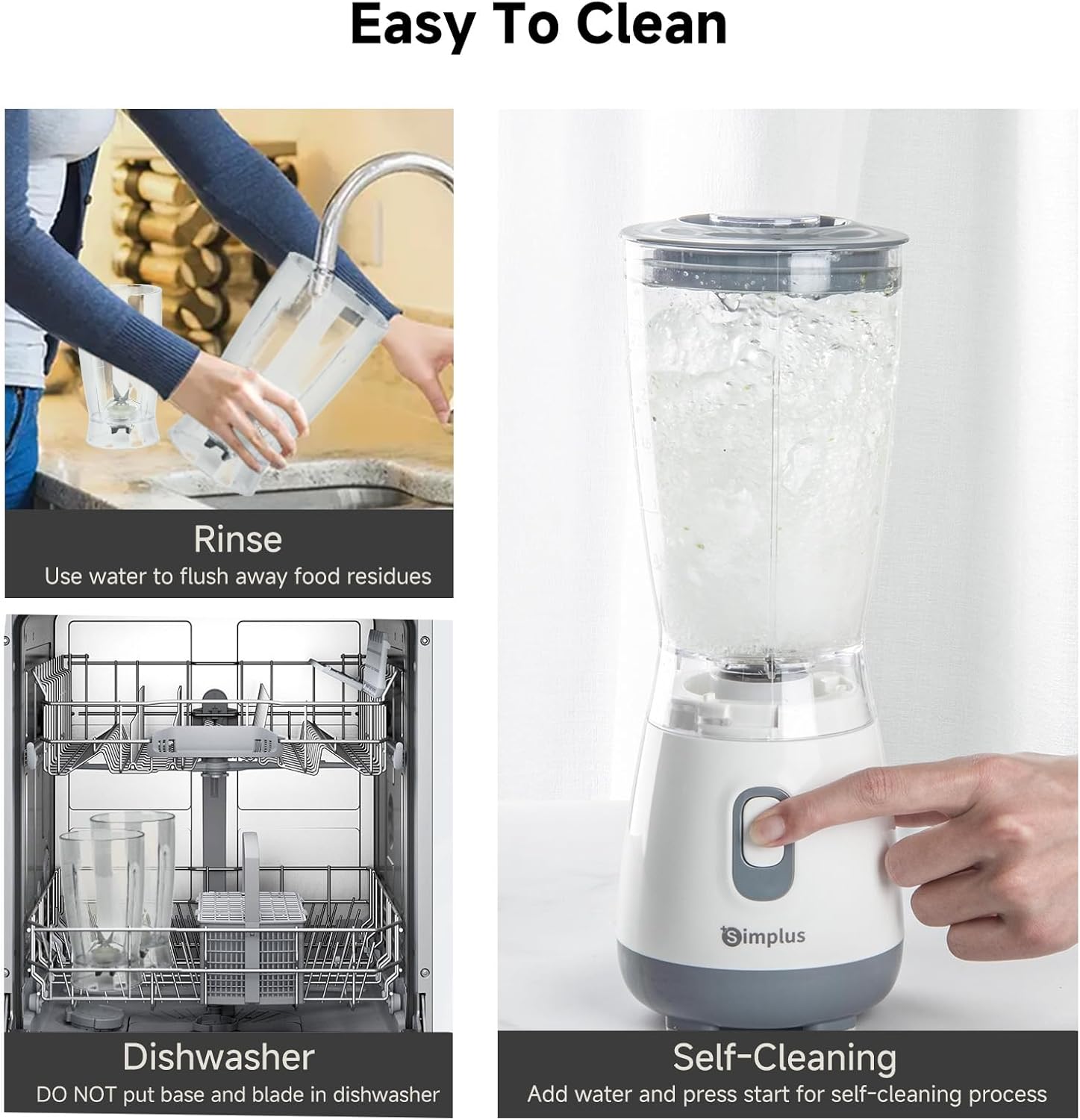 SIMPLUS Blender for Smoothies, 20 Oz BPA-Free Portable Small Blenders for Kitchen, Mini Juicer for Shakes, Protein Drinks, Baby Food, 300 Watts Blender & Food Processor, Stainless Steel Cutter, Grey