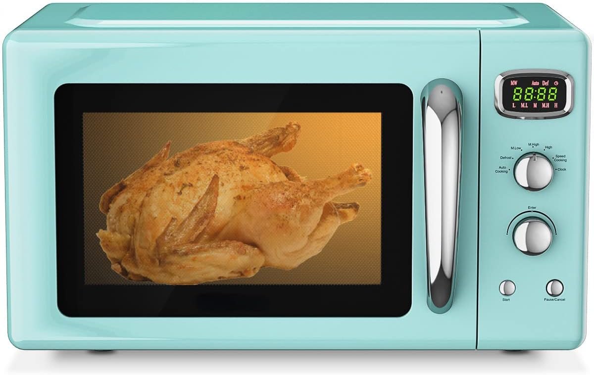 MAT EXPERT 0.9 Cu.ft Microwave Countertop, Digital Timing & 5 Micro Power, 25L Small Microwave w/Glass Turntable & 6 Preset Buttons, Delayed Start Function, 900W Mini Microwave w/Child Lock