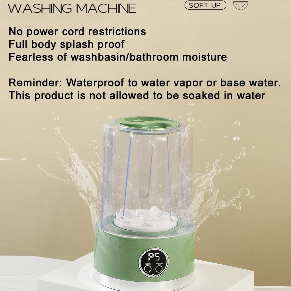 Portable Mini Washing Machine 1000ml Handheld Washer Cup Rechargeable Fast-Cycle Cleaning for Travel Camping (White)