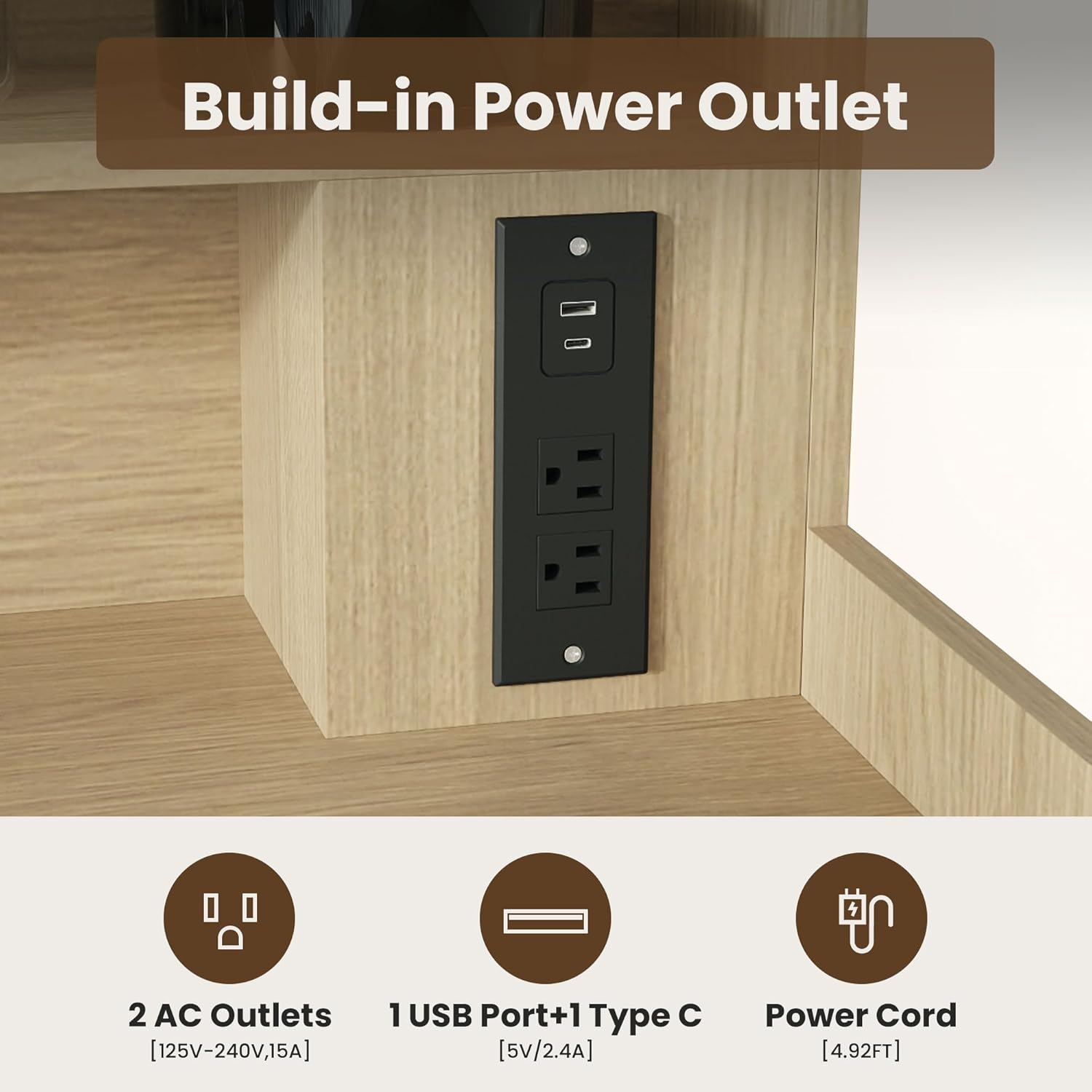 Upgraded 2-Tier Washer and Dryer Countertop with Power Outlet,54