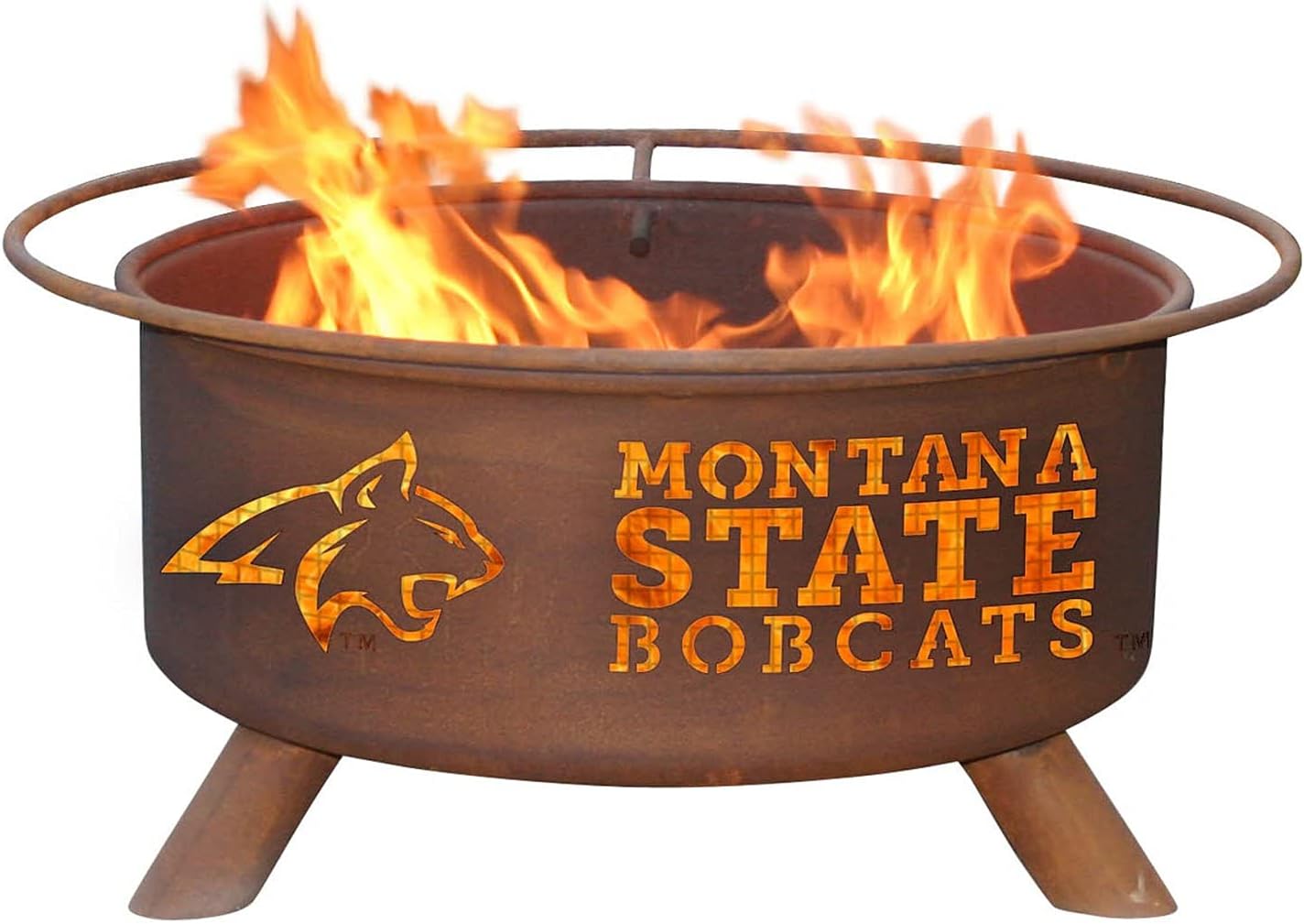 Patina Products F414 Montana State Steel Outdoor Fire Pit - 24 x 24 x 11 in. - Natural Rust Patina Finish